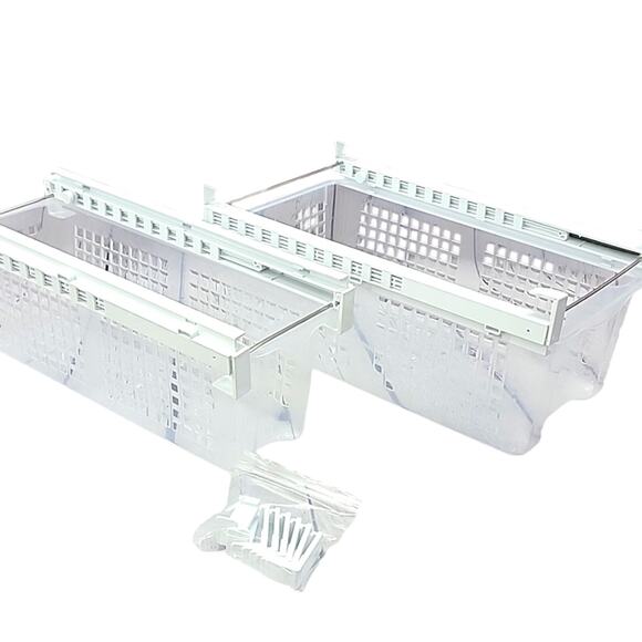 QVC Other - QVC Refrigerator Drawers with Rail, white and clear plastic NIB